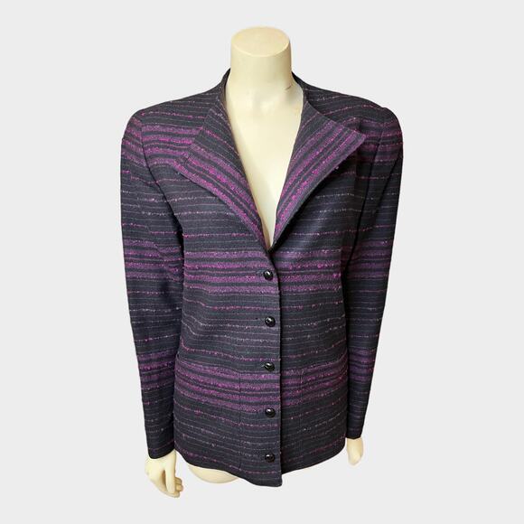 Christian Dior Black Fuchsia Blazer Jacket with Shoulder Pads - Picture 2 of 7